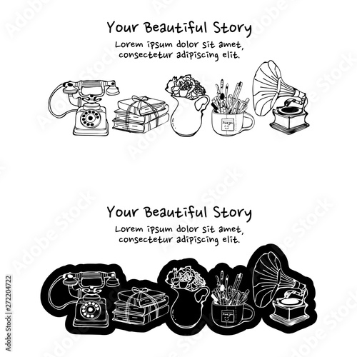 set of vintage style props stickers