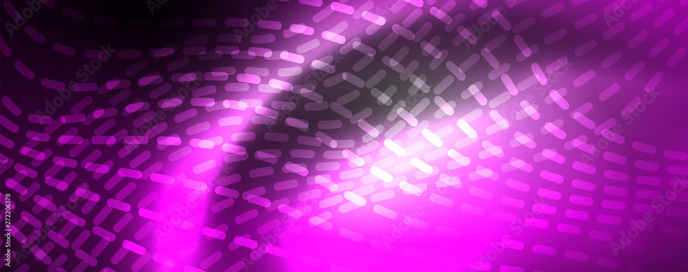Neon vector wave lines abstract background, magic futuristic techno design