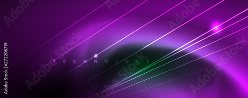 Vector neon light lines concept, abstract background