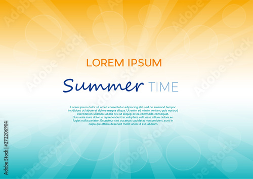Summer time background with text. Vector illustration of a glowing sky. Poster with copy space
