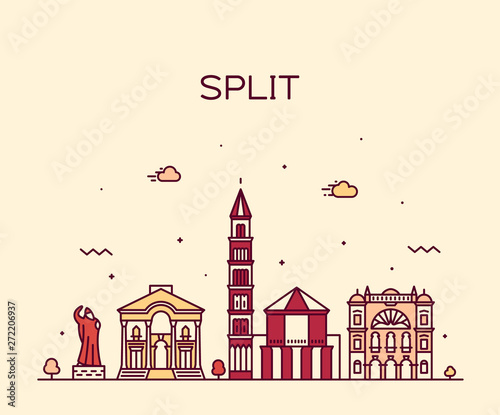 Split skyline Croatia vector illustration a linear