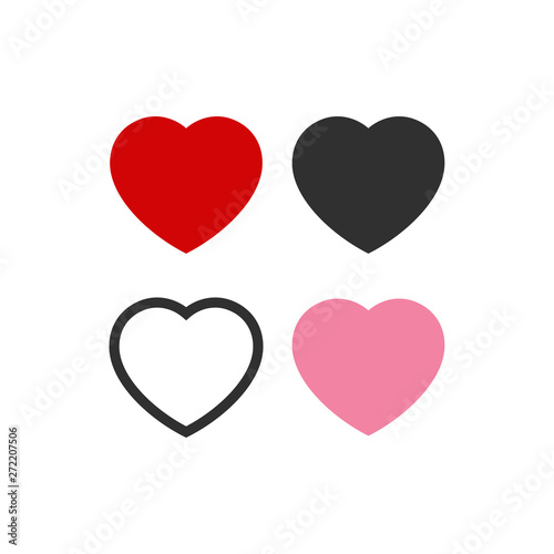 Like Heart icon. Live stream video, chat, likes. Social nets like red heart web buttons isolated on white background. Valentines Day. Vector illustaration.