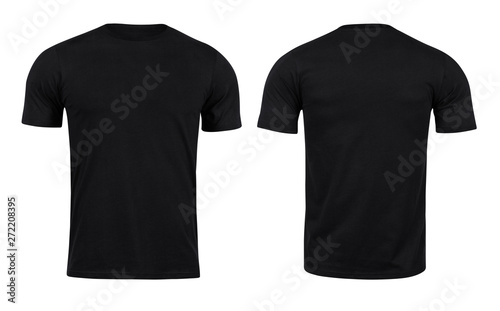 Black T-shirts front and back use for design isolated on white background.