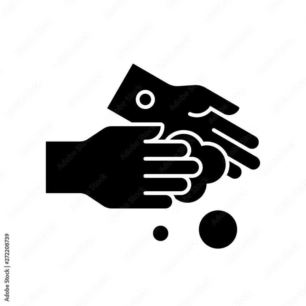 Hand washing vector illustration, Hygiene solid style icon Hand washing vector illustration, Hygiene solid style icon