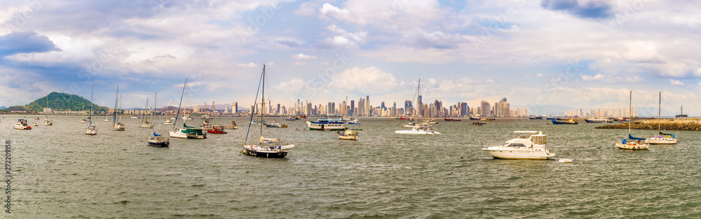 Panoramic view at the Panama City from Peninsula Bahia Panama - Panama