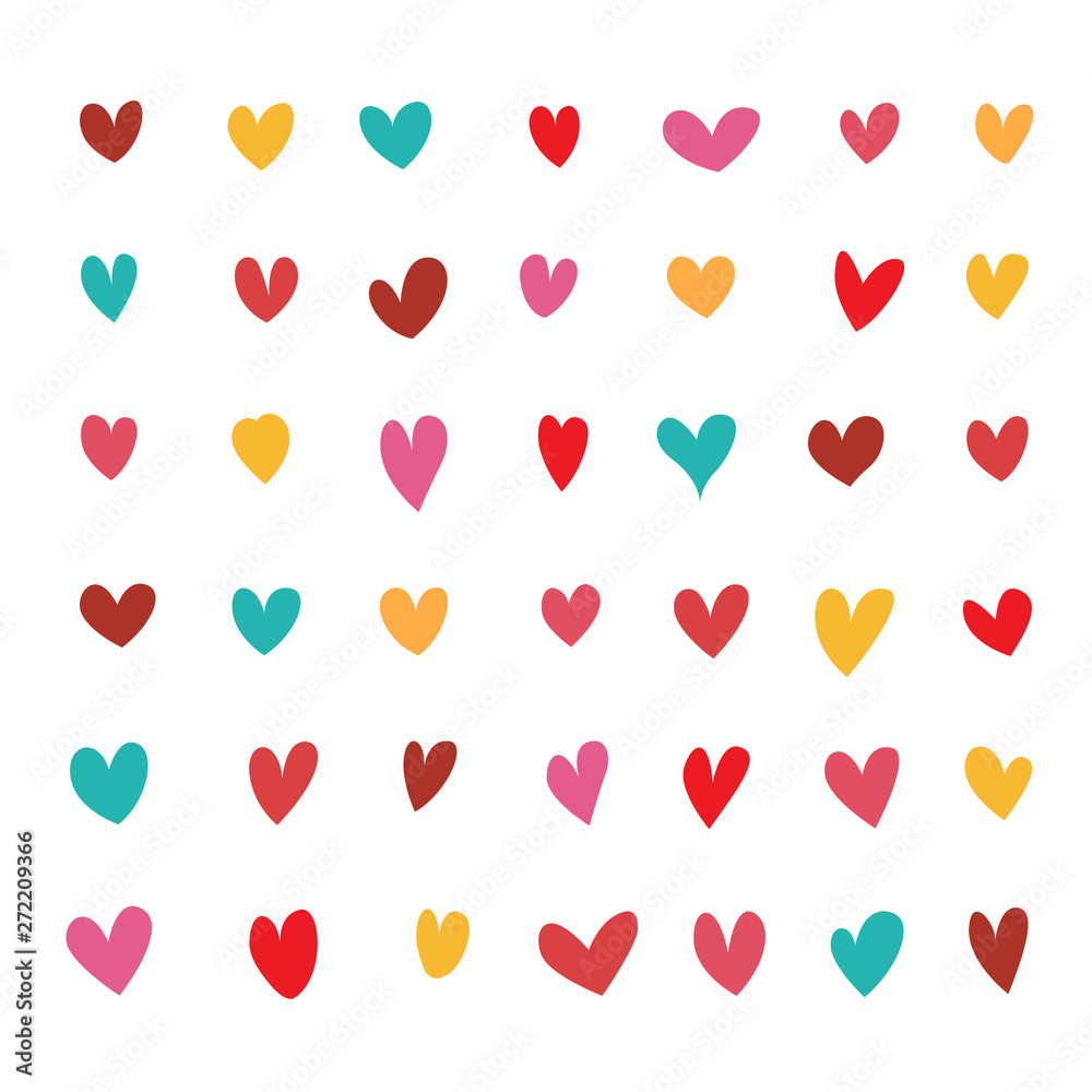 Set of colourful doodle heart icon vector illustration on white background for Valentines Day