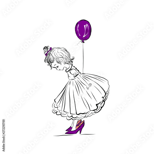 Cute little girl. Hand drawn children's design for print clothing, wall art, products for kids, poster, wall art, room decor. 