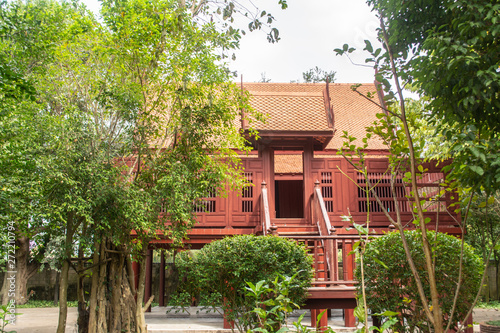 Thai house built from wood is popular for Thai people both past and present in Thailand