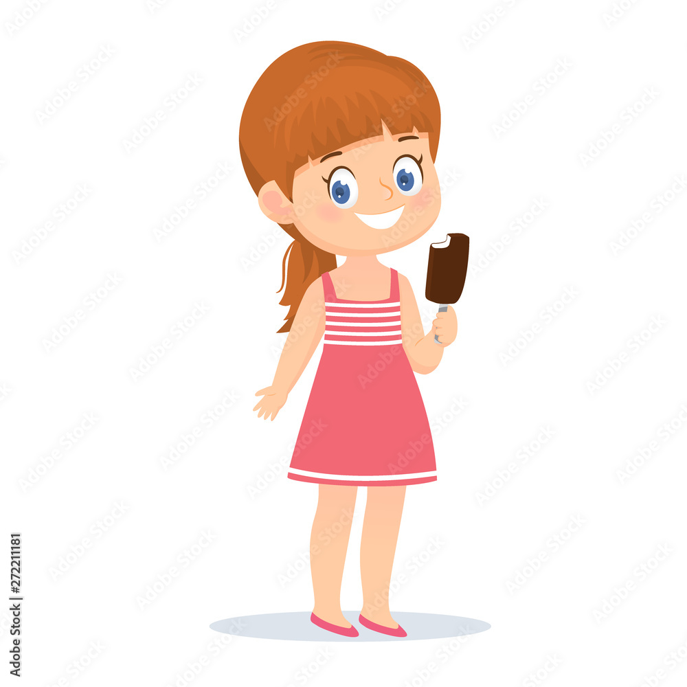 Cute redhead girl with ice cream in her hands Cute redhead girl with ice cream in her hands