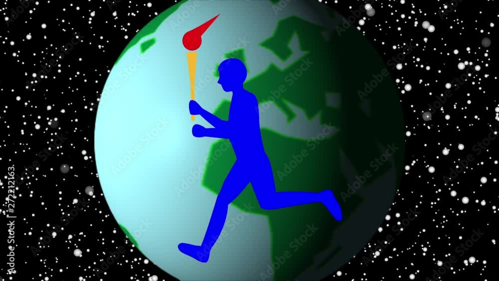 国際的なスポーツ大会が開催のために、聖火ランナーが世界中を走っている。 国際的なスポーツ大会が開催のために、聖火ランナーが世界中を走っている。