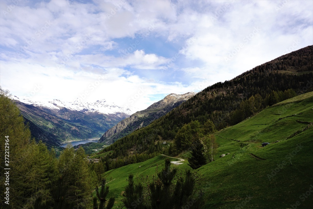 Naklejka premium Scenic view in the swiss alps.