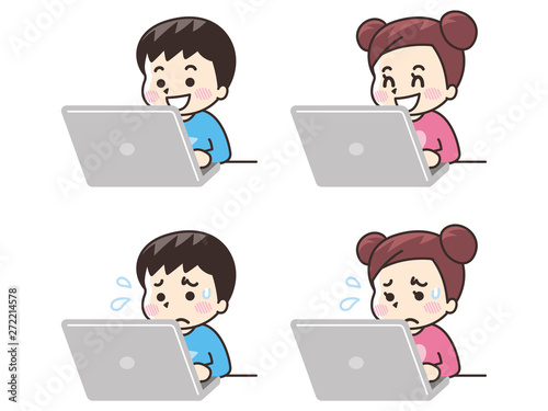 ノートパソコンと子供