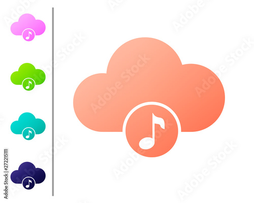 Coral Music streaming service icon isolated on white background. Sound cloud computing, online media streaming, online song, audio wave. Set color icons. Vector Illustration