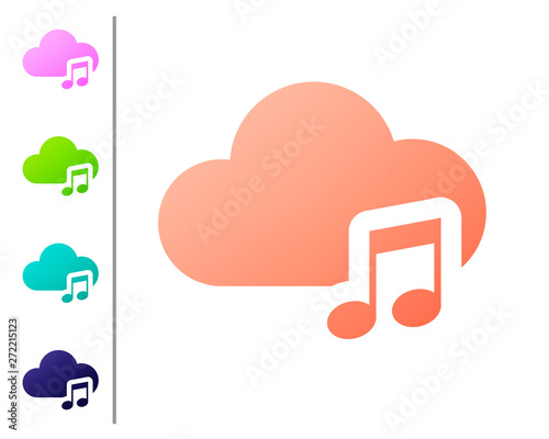 Coral Music streaming service icon isolated on white background. Sound cloud computing, online media streaming, online song, audio wave. Set color icons. Vector Illustration