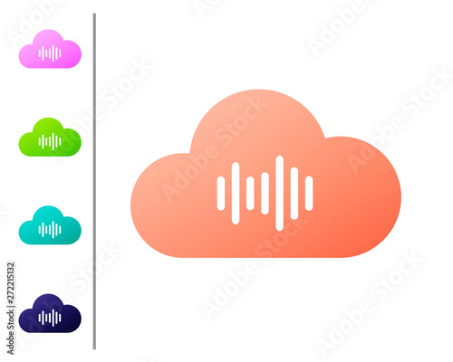 Coral Music streaming service icon isolated on white background. Sound cloud computing, online media streaming, online song, audio wave. Set color icons. Vector Illustration