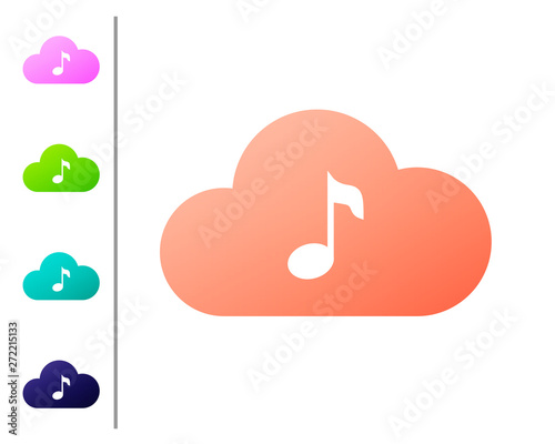 Coral Music streaming service icon isolated on white background. Sound cloud computing, online media streaming, online song, audio wave. Set color icons. Vector Illustration