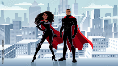 Superhero Couple Black City Winter