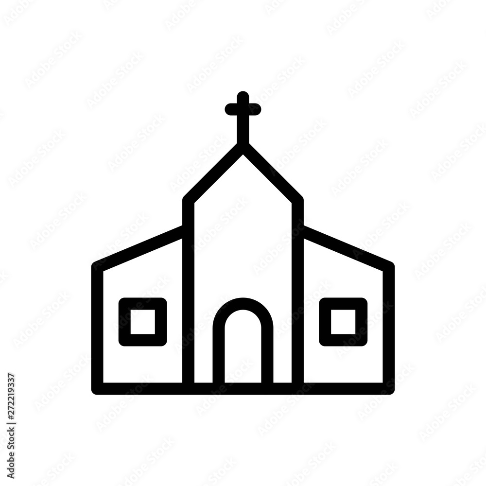 Chruch vector illustration, Easter line style icon