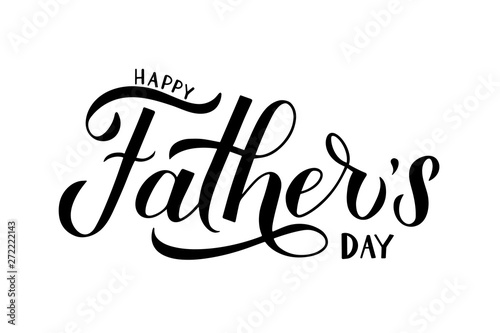 Happy Fathers Day calligraphy hand lettering isolated on white. Father day celebration typography poster. Easy to edit vector template for banner, greeting card, flyer, postcard, party invitation.