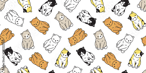 Fotografía cat seamless pattern vector kitten calico ginger scarf isolated cartoon tile wal
