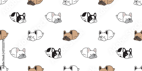 dog seamless pattern vector french bulldog sleeping cartoon scarf isolated repeat background tile wallpaper illustration design