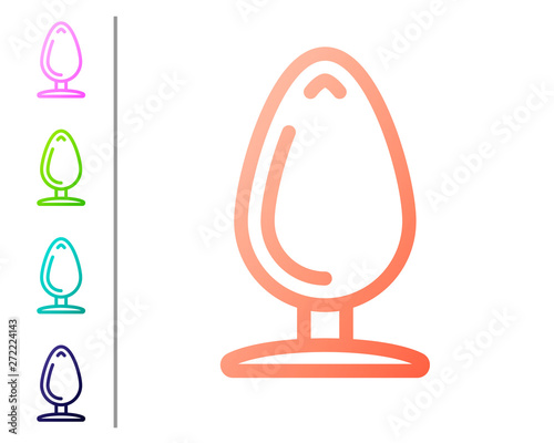 Coral Anal plug icon isolated on white background. Butt plug sign. Fetish accessory. Sex toy for men and woman. Set color icons. Vector Illustration