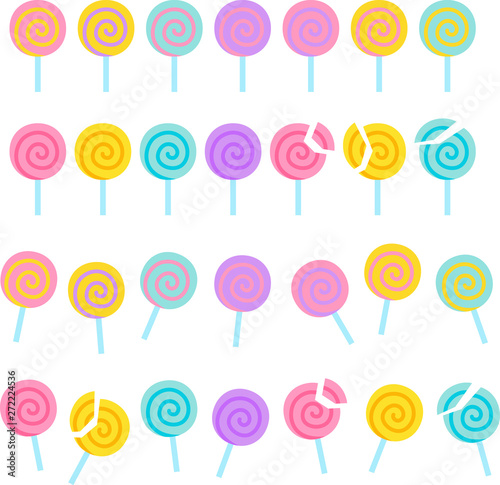 棒付きキャンディのラインイラストセット