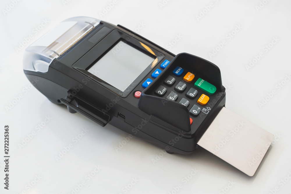 Credit card machine on the table. Credit card machine on the table.