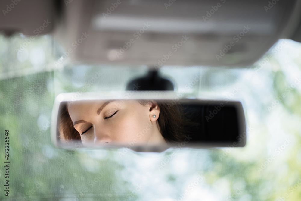 Portrait In Rear View Mirror Eyes In Rearview Mirror