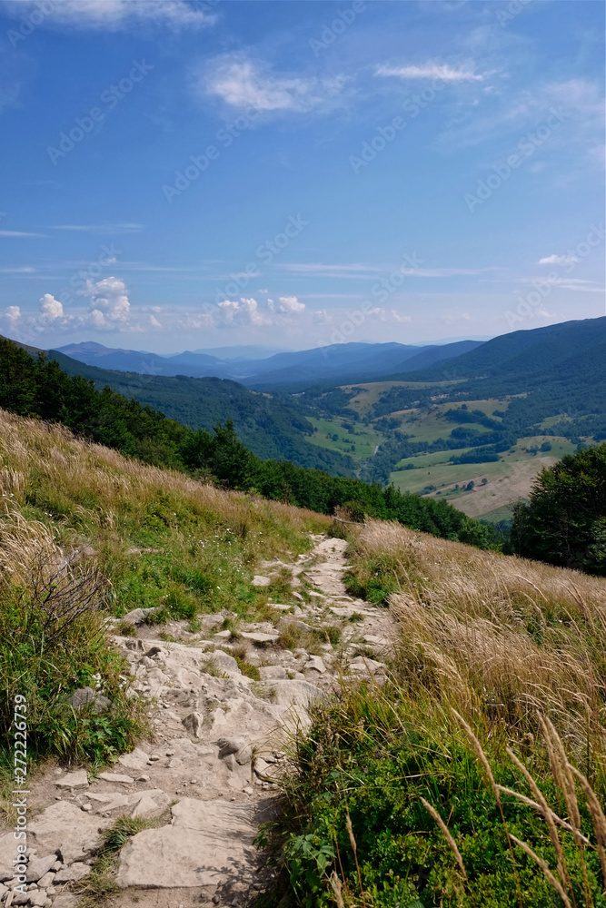 Mountain footpath landscape view from hill Mountain footpath landscape view from hill