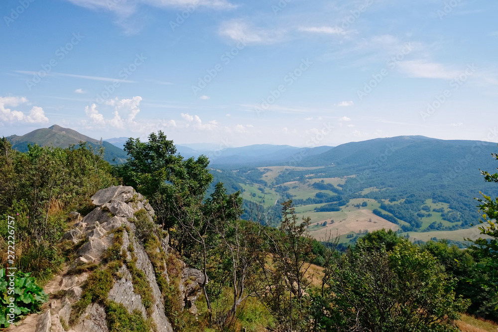 Mountain landscape view from hill