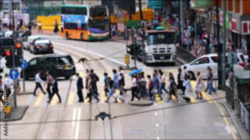 Wallpaper Mural Defocus of crowd people crossing the street at downtown of Hong Kong cityscape. Torontodigital.ca