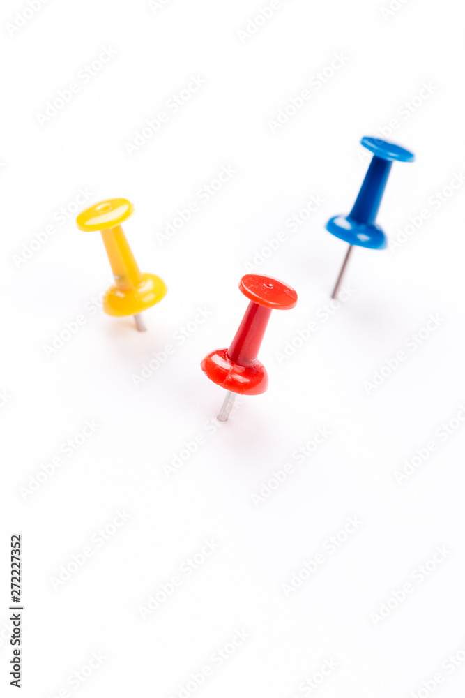 Push pins isolated on white background. Push pins isolated on white background.