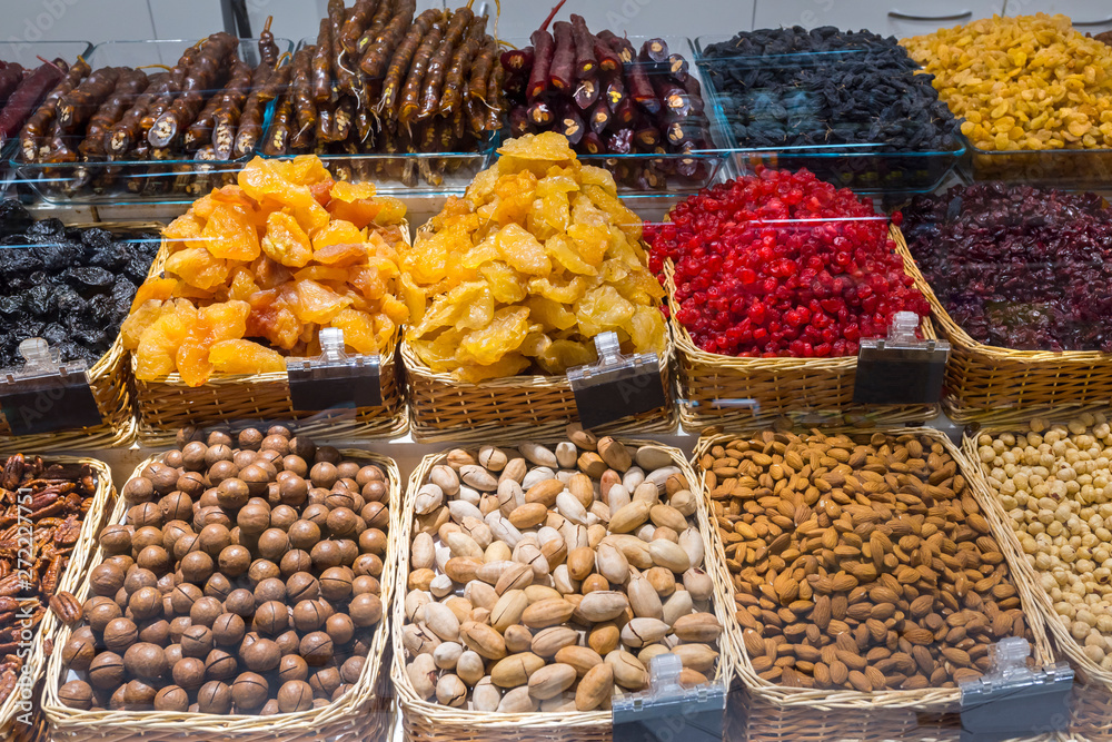 Traditional Georgian, Turkish sweets. sweets, dried fruits, nuts.