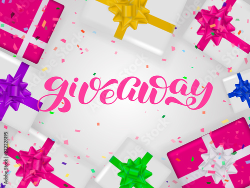 Giveaway brush lettering. Word for clothes, banner. Vector illustration