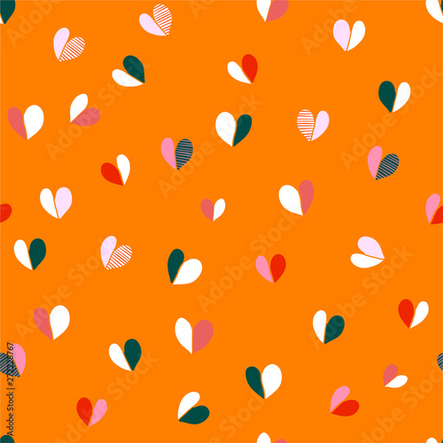 Colorful and bright Cute Vector Illustrations hand drawn Hearts Vector seamless Pattern Illustration.Design for fashion ,fabric,web,wallpaper,and all prints