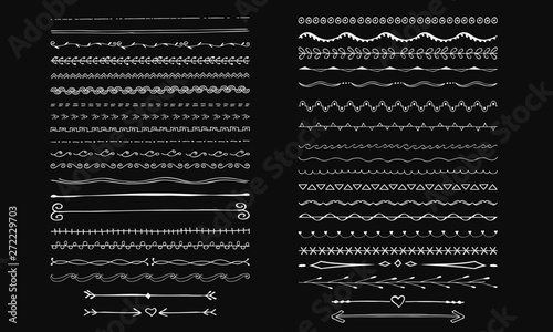 Set of hand drawn borders, text dividers, calligraphic design elements