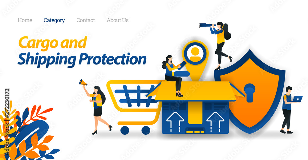 Shipping Services Protect All Types of Packages and Cargo with Maximum Security Up to the Customers' Tagging. Vector Illustration, Flat Icon Style Suitable for Web Landing Page, Banner, Flyer, Sticker