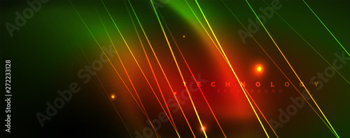 Vector neon light lines concept, abstract background