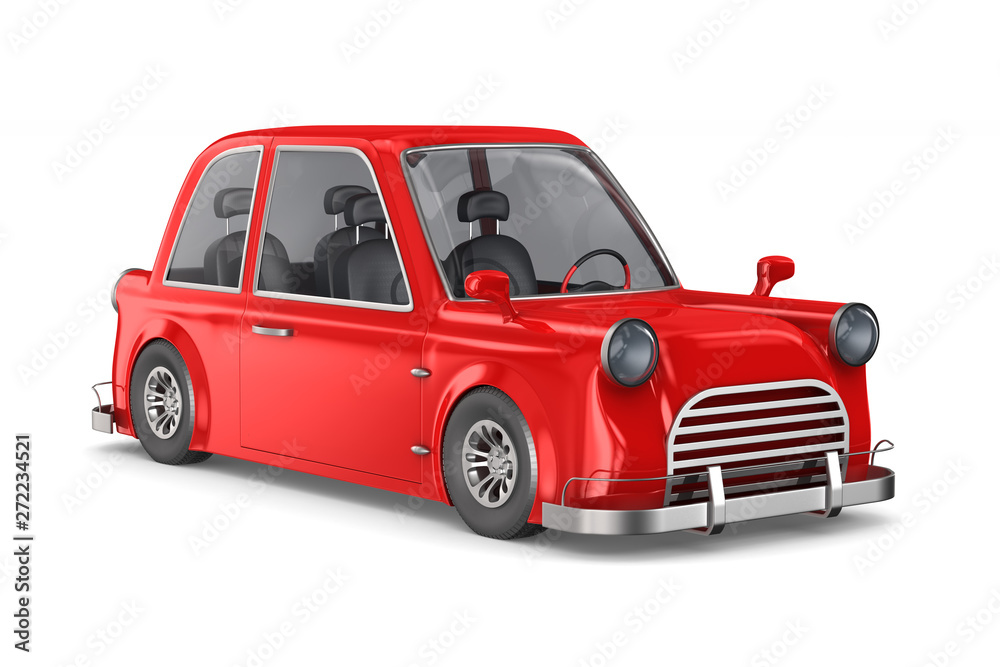 Red car on white background. Isolated 3D illustration