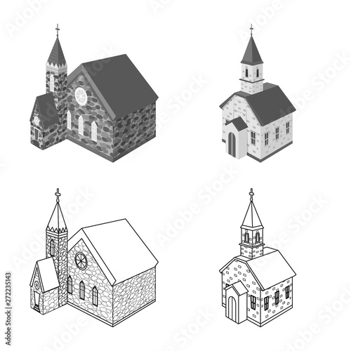 Vector design of temple and historic sign. Set of temple and faith vector icon for stock.