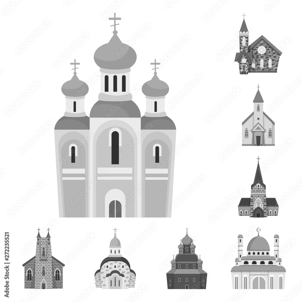 Isolated object of architecture and faith logo. Collection of architecture and traditional stock vector illustration.