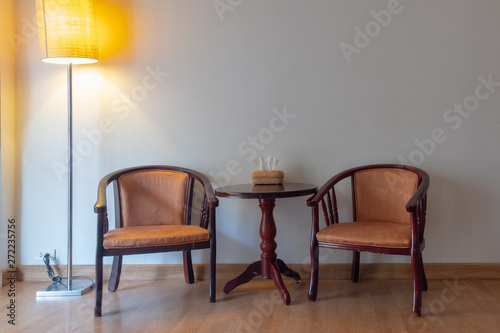 interior classic style with wood armchairs center table