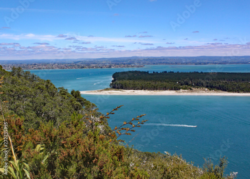 The turquoise sea that surrounds Mount Maunganui in North Island, New Zealand.