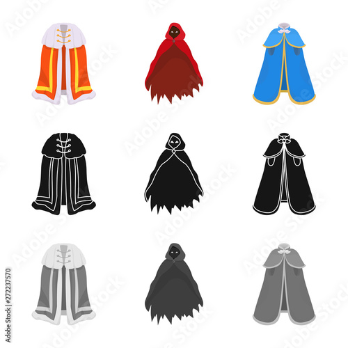 Vector illustration of material and clothing symbol. Set of material and garment vector icon for stock.