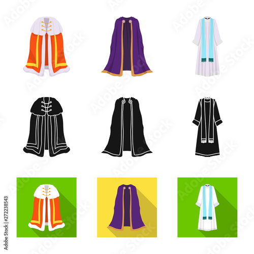 Isolated object of material and clothing symbol. Set of material and garment stock vector illustration.