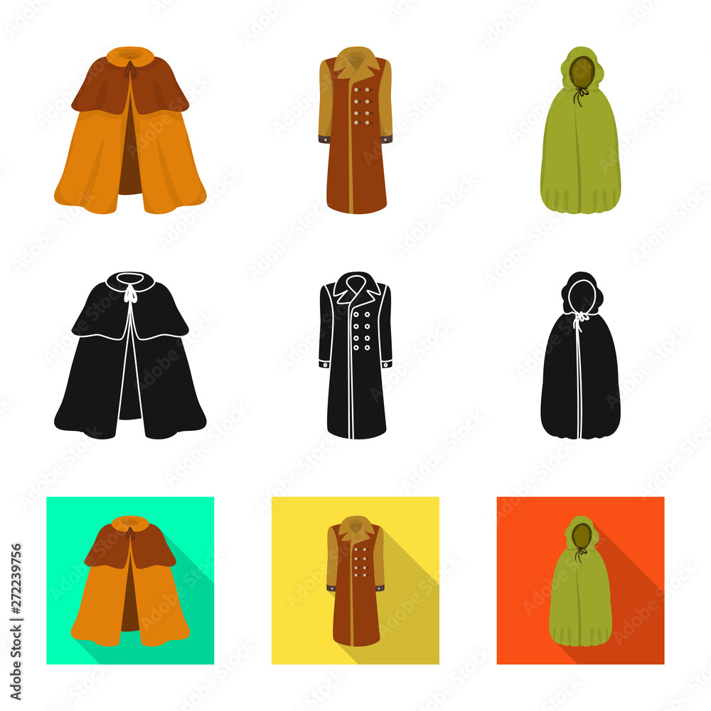 Vector illustration of material and clothing sign. Set of material and garment stock vector illustration. Vector illustration of material and clothing sign. Set of material and garment stock vector illustration.