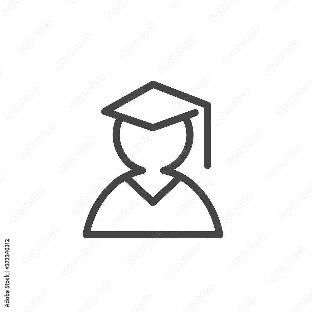 Graduation student icon in trendy outline style isolated on white background Graduation student icon in trendy outline style isolated on white background