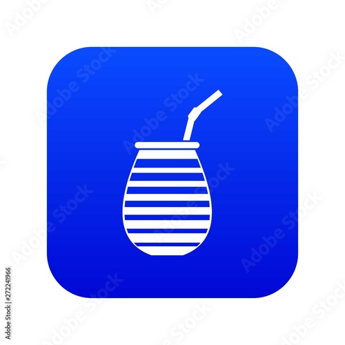 Tea cup used mate or terere in Argentina icon digital blue for any design isolated on white vector illustration