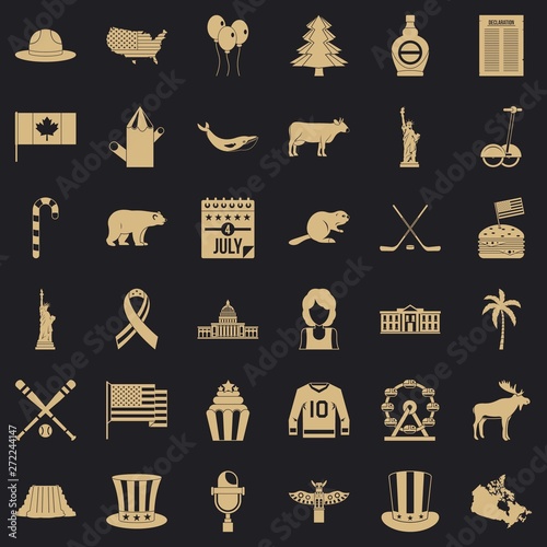 Trip america icons set. Simple set of 36 trip america vector icons for web for any design